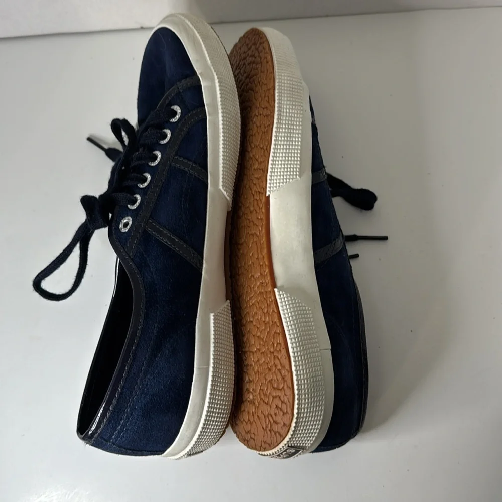 Superga Navy Blue Low Top Sneakers Women Size 10 - Men Size 8 Size Lace Up - Picture 7 of 10